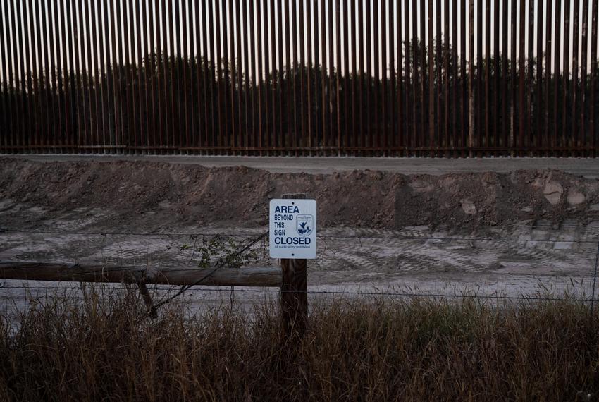 Construction of the border wall close to Mendoza’s ranch near La Grulla on Dec. 17, 2020.