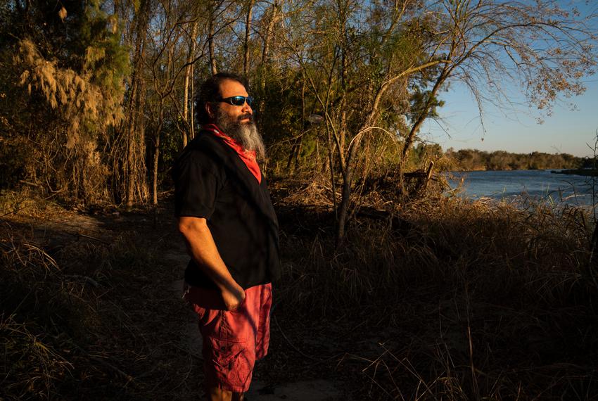 Daniel Villarreal on his property on the Rio Grande in Rio Grande City.. Villarreal says that he sold a portion of his land …