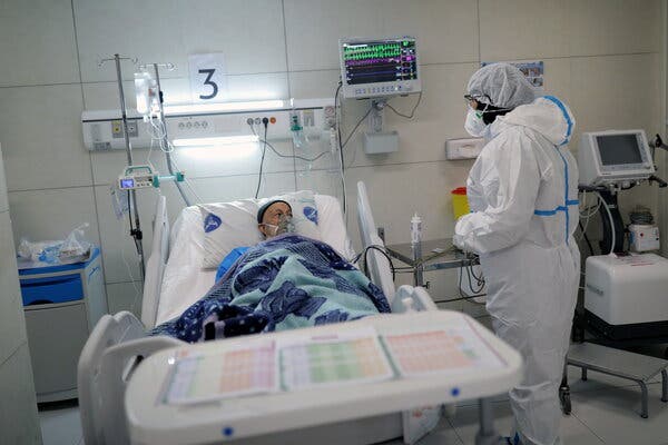 A nurse who treats Covid-19 patients at a hospital in Tehran.