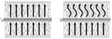 Logic barrier operation with the correct key (left) and the incorrect key (right). 