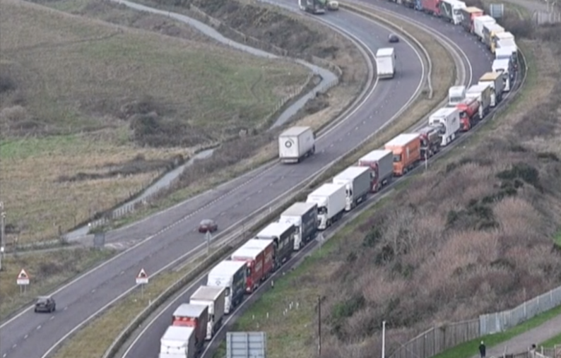 lorries queuing