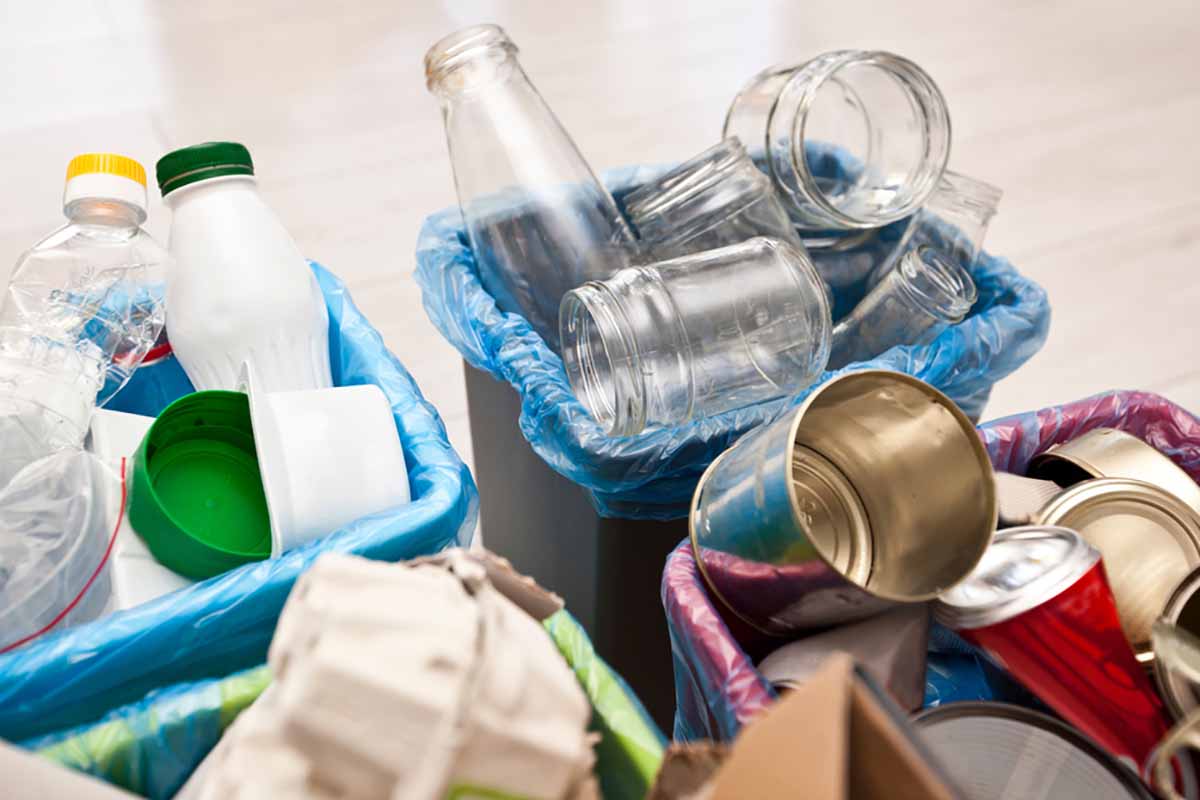 Sorted household recyclables.