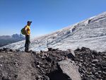 Anders Carlson, the president and chief scientist of the Oregon Glaciers Institute, pictured near the terminus of Hayden Glacier on the Middle Sister in Oregon's central Cascades.