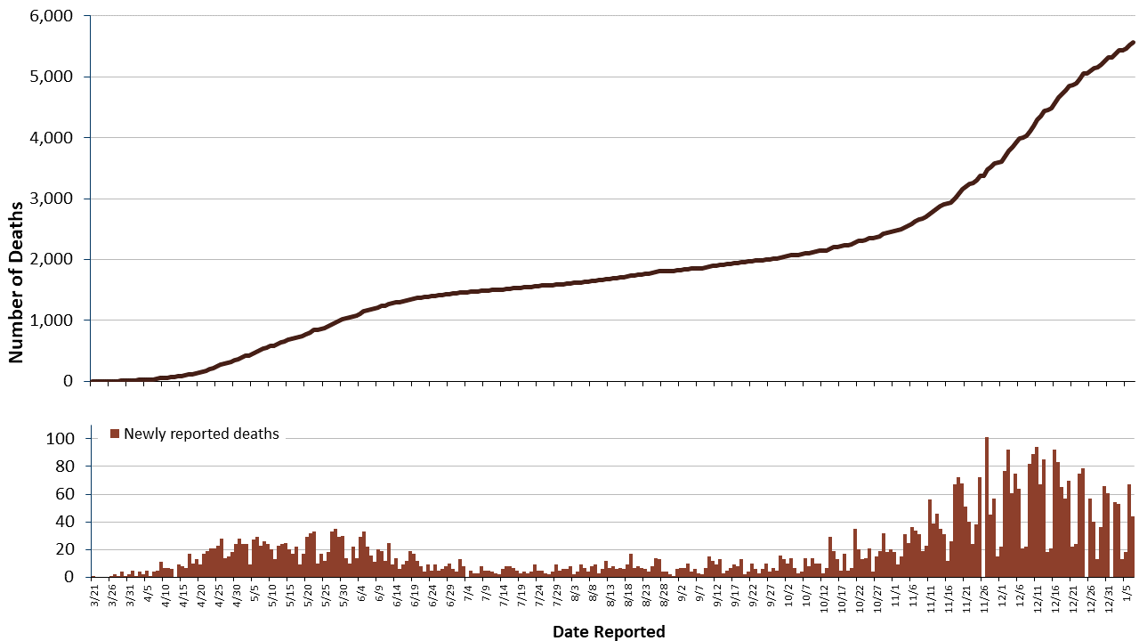 Deaths of confirmed cases in Minnesota, data in table below