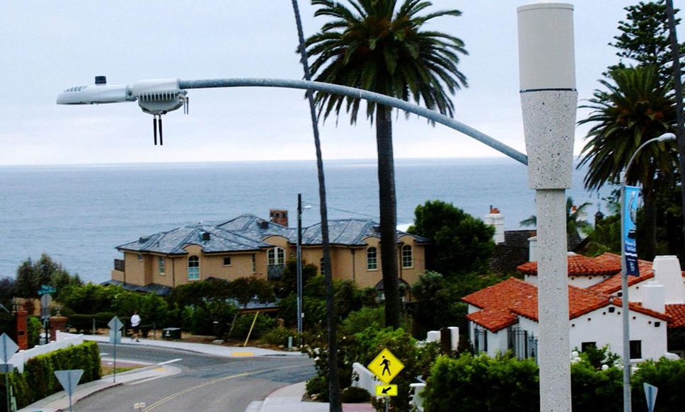 Smart streetlights with nodes installed in San Diego.