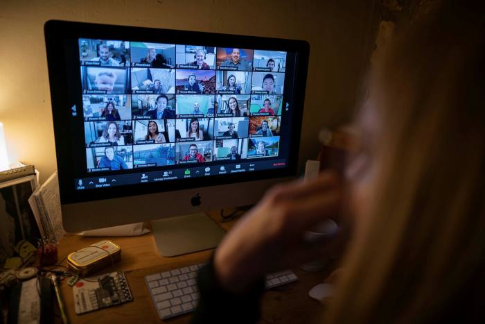 A working from home call on Zoom. In the end, virtual tools transformed the mood at Color from a feeling of doom to optimism