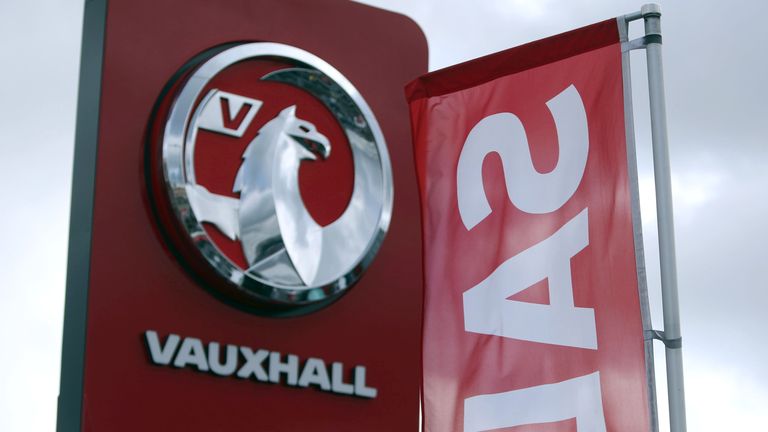 A general view of the Vauxhall sign in Luton Monday March 6, 2017
