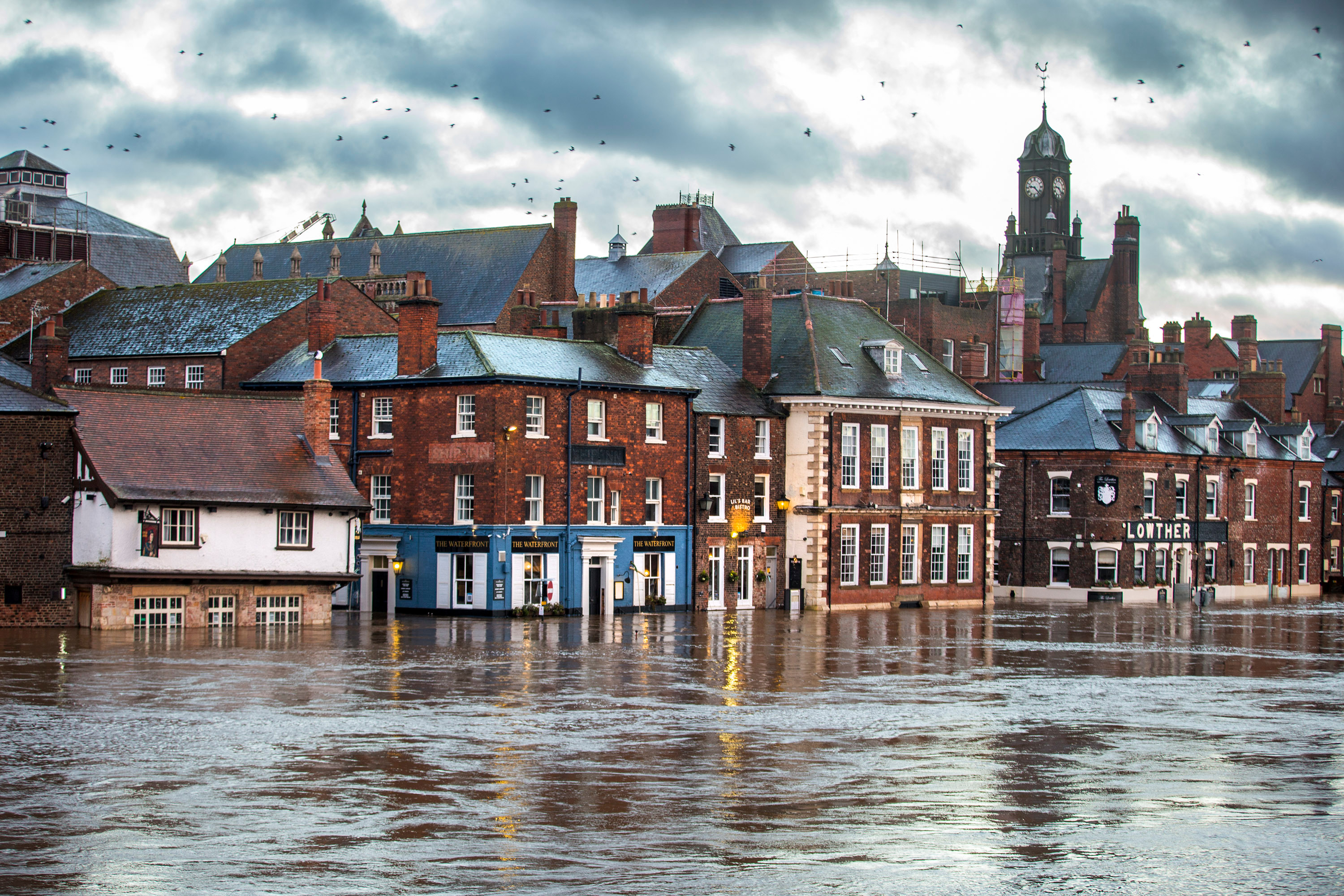 The water level of the River Ouse in York city centre has continued to rise this morning