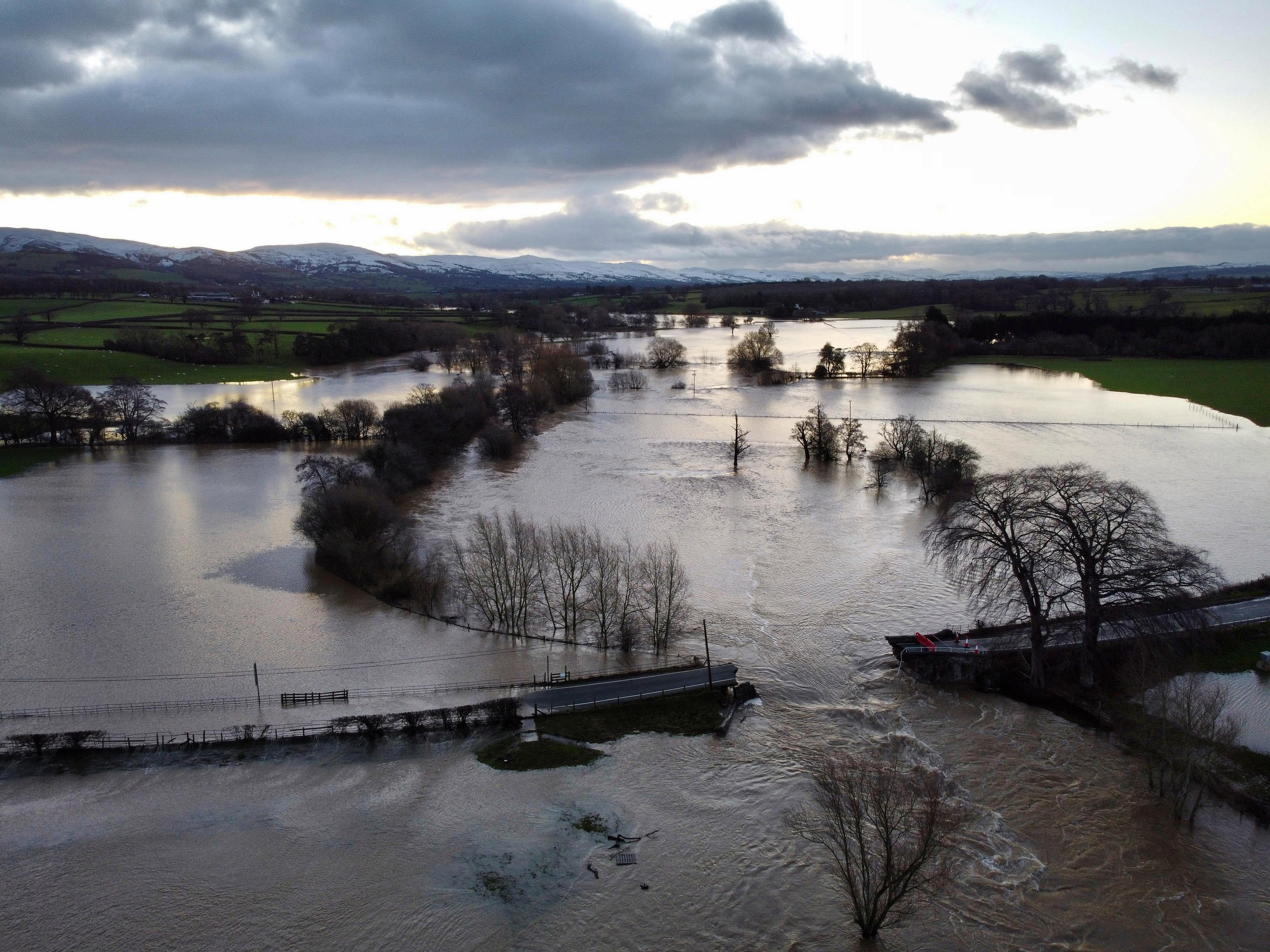 Llanerch Bridge, which lies between Trefnant to Tremeirchion in South Wales, collapsed under the wrath of Storm Christoph this morning