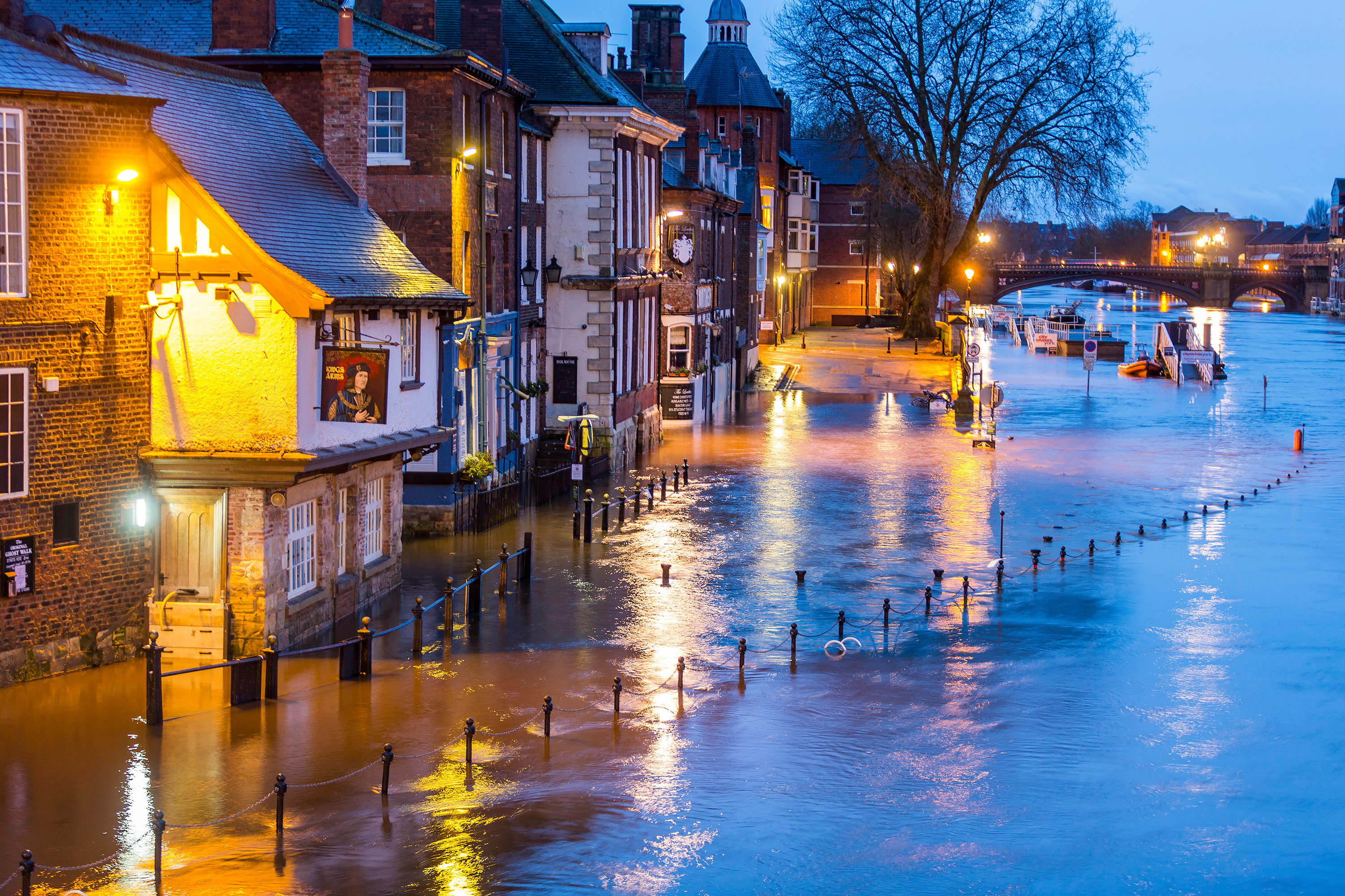 The River Ouse flooded York city centre yesterday morning after it broke its banks