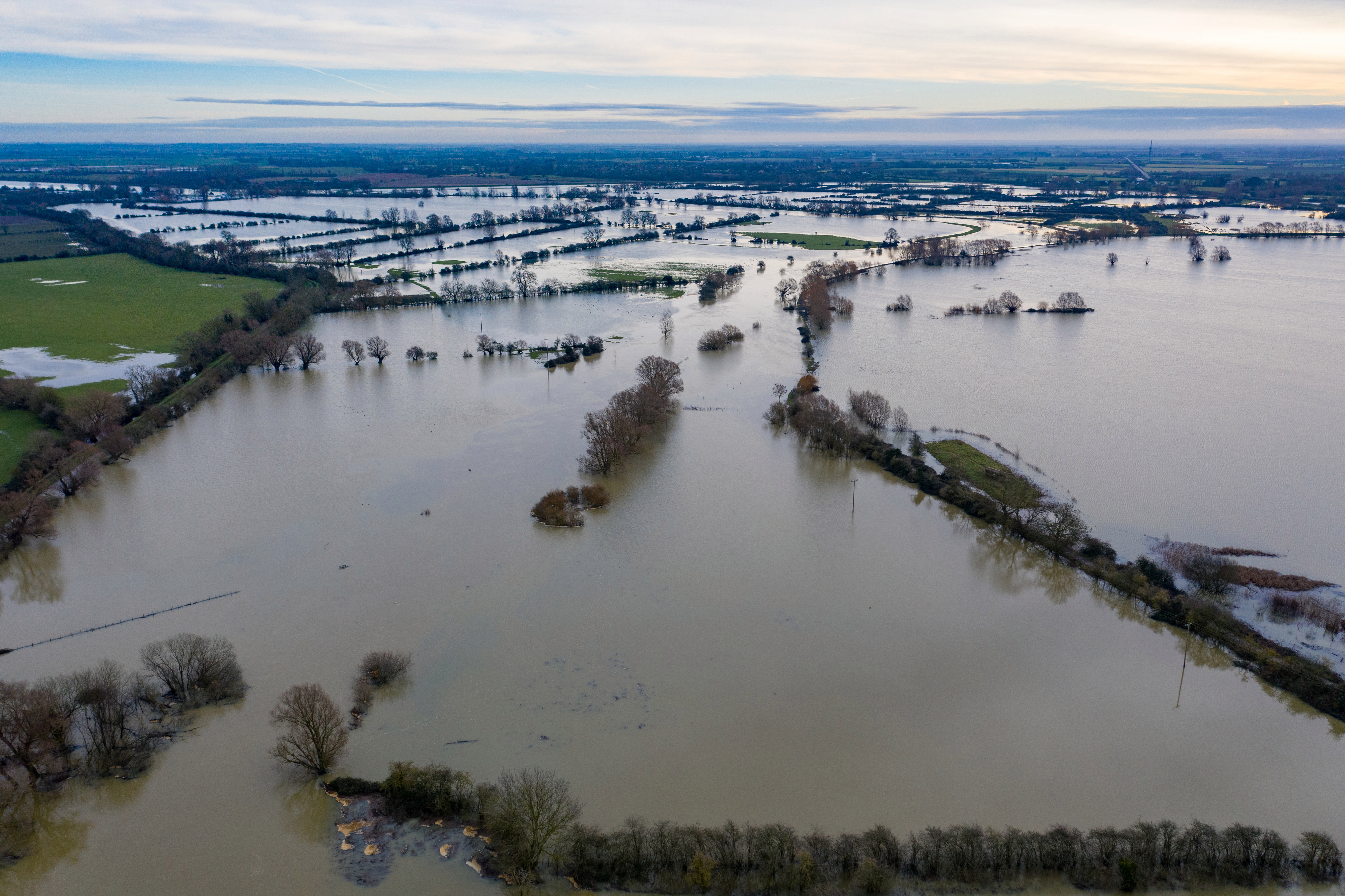 Holywell in Cambridgeshire is flooded near the River Great Ouse 