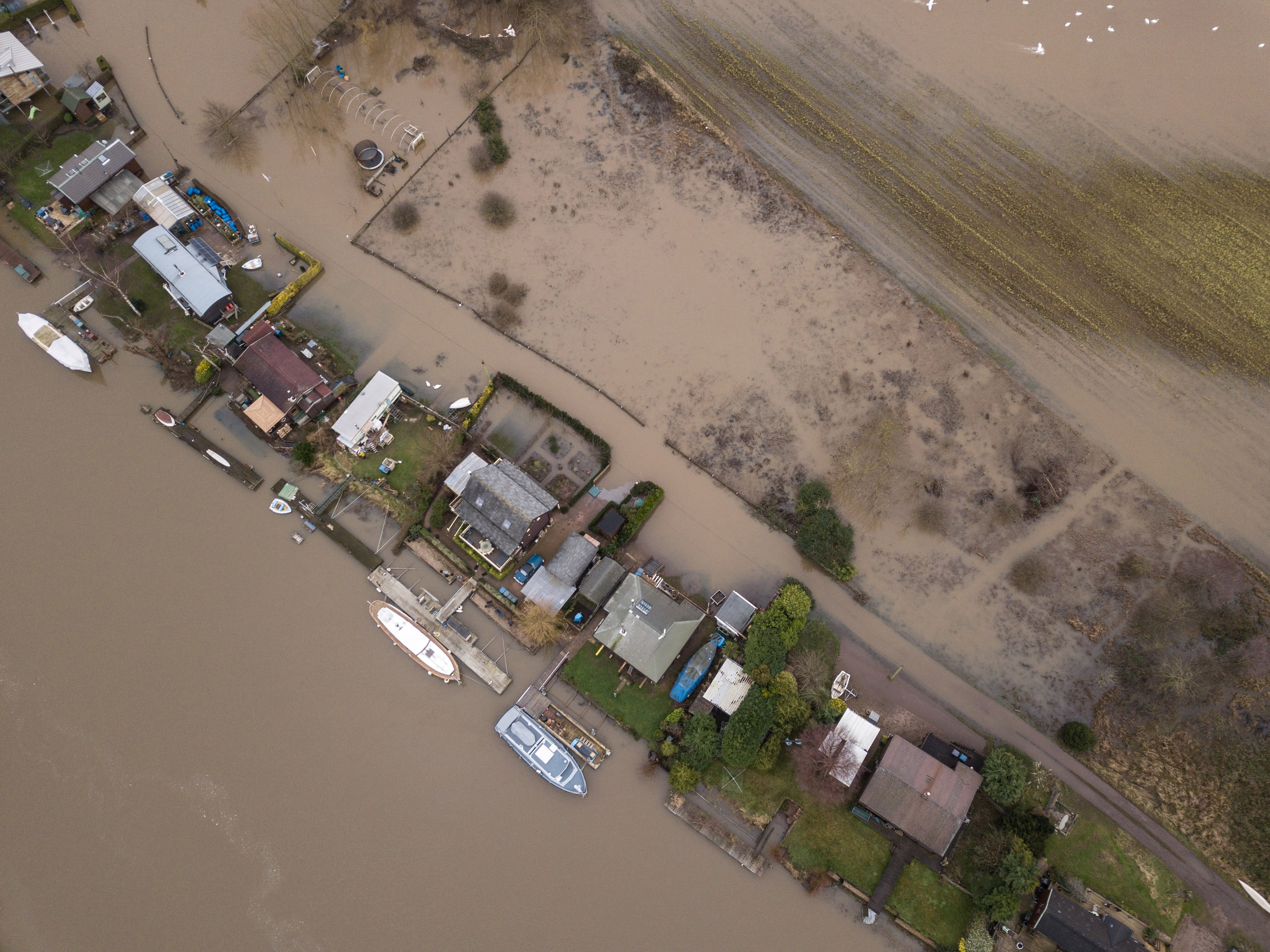 River Trent has burst its banks in Barton, Nottinghamshire