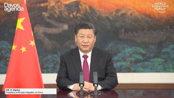 Xi Jinping, China’s top official, did not mention former President Donald J. Trump by name, but took aim at his international policies.