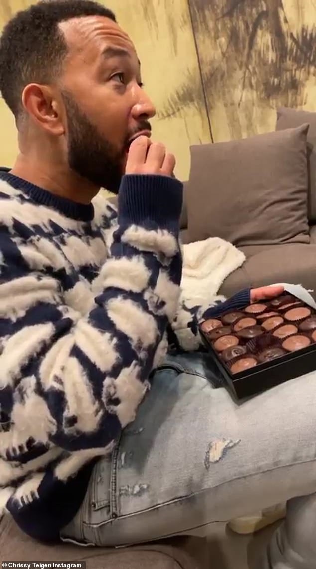 Delicious: Though he didn't accompany her on her tour, Chrissy's husband John Legend was a major beneficiary of the trip when she brought him custom-made peanut butter cups