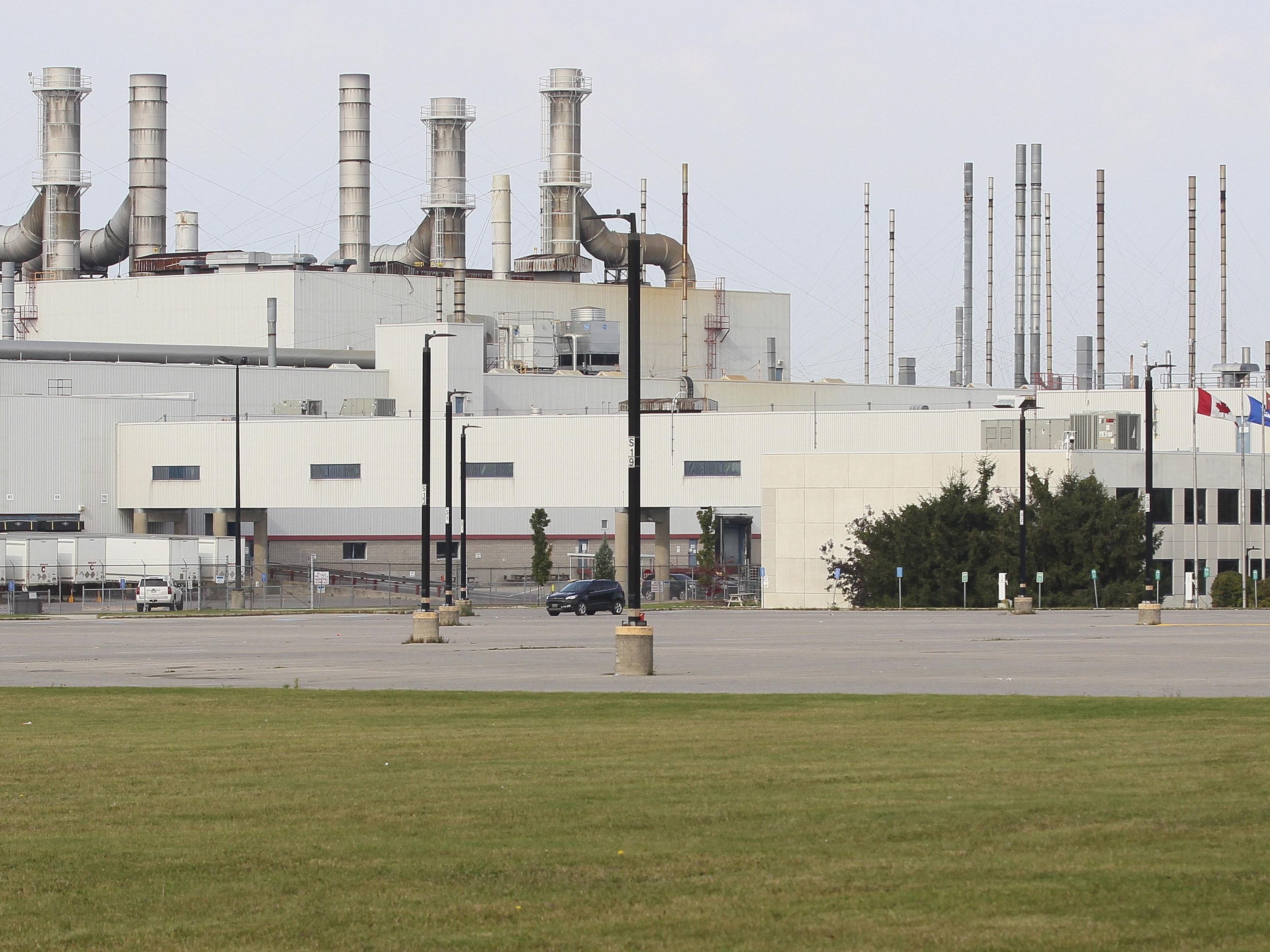 The General Motors CAMI Assembly factory is shown in Ingersoll, Ontario, Canada.