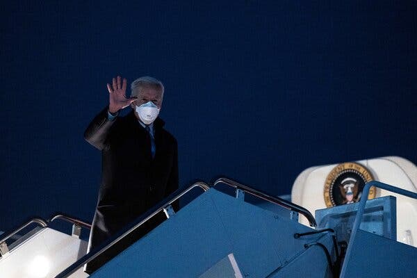 President Biden boarded Air Force One on Friday as he departed Washington for a weekend at Camp David.