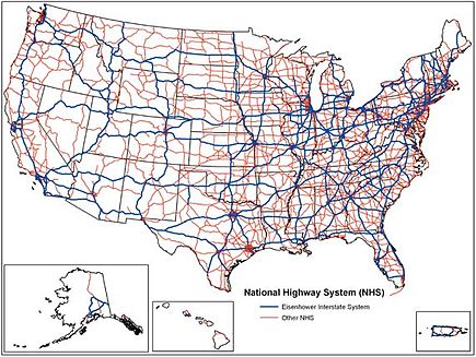 A map of the National Highway System. (Image: Federal Highway Administration)