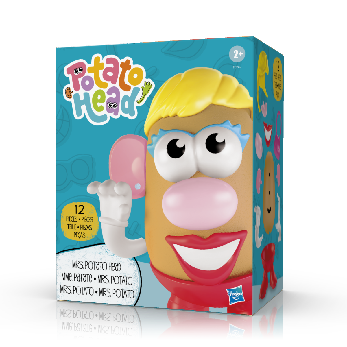 Artwork of the new Potato Head box, featuring Mrs. Potato Head.