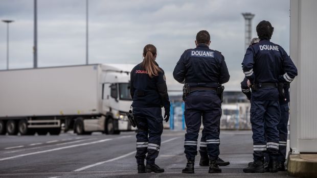 Customs officers at Cherbourg.