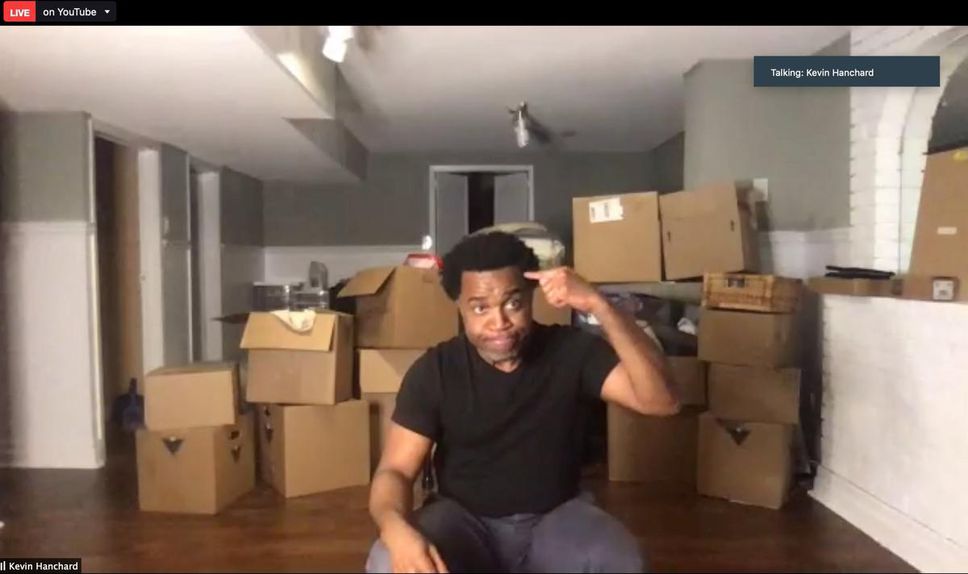 In the one-night production of "House" last May, actor/playwright Daniel MacIvor was prevailed upon to lightly "tweak" his original script and actor Kevin Hanchard, pictured, performed the show in the basement of his new home with his sons acting as stage hands. Lighting Design by Michelle Ramsay.