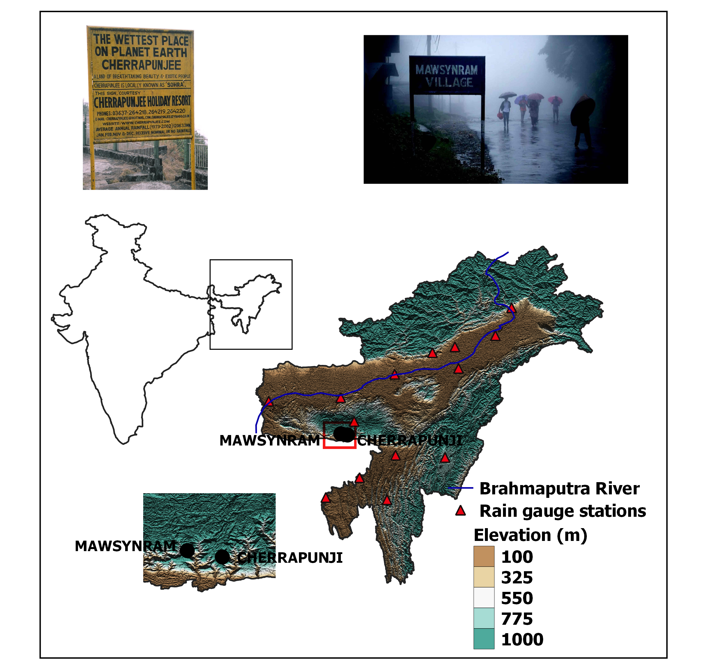 The study used daily and continuous rain gauge measurements from 16 stations, which are managed by the Indian Meteorological Department (IMD), spread across seven states of northeast India for the period 1901–2019. As for rainfall measurements from the Mawsynram station (MAW), the scientists used data from the annual reports of the Meghalaya Planning Department (the 1970s to 2010). Photo from scientists.