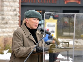 Among those who spoke at Monday's rally was Stratford singer-songwriter and environmental activist Loreena McKennitt, who called for a moratorium on the proposed Xinyi Canada Glass plant until area residents can have their questions and concerns about the project addressed. Galen Simmons/The Beacon Herald/Postmedia Network