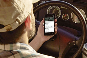 Trucker using Uber Freight app