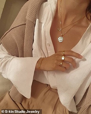In 2018 Chi launched S-kin Studio, a brand of gold-filled accessories (pictured) that won't tarnish in water and are suitable for sensitive skin