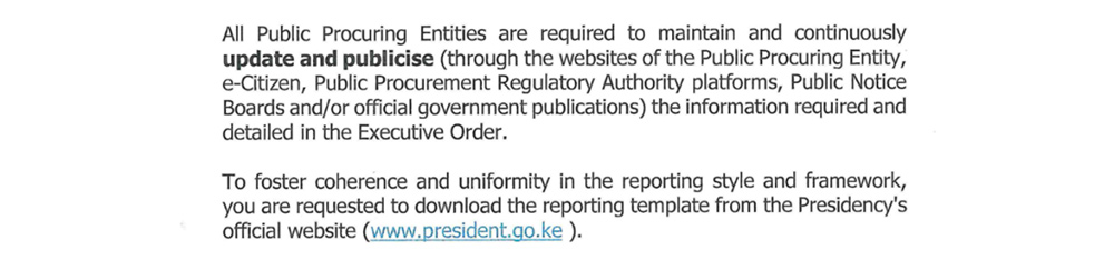 Source: Executive Order No. 2 of 2018 – Procurement of public goods, works and services by public entities