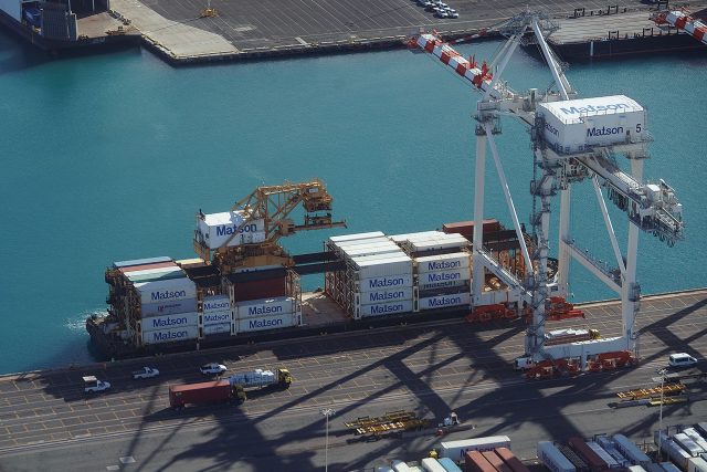 Aerial view of Sand Island and Matson.