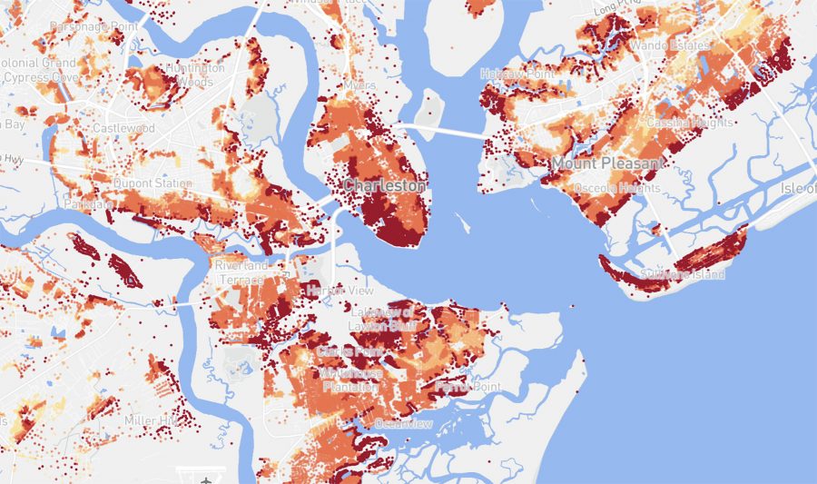 Flood Factor, map, Charleston