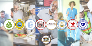 educators with school logos