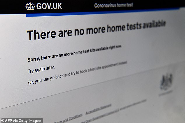 People have also been struggling to order lateral flow tests online (pictured on December 13). Currently, there are no issues with ordering tests on the Government's website