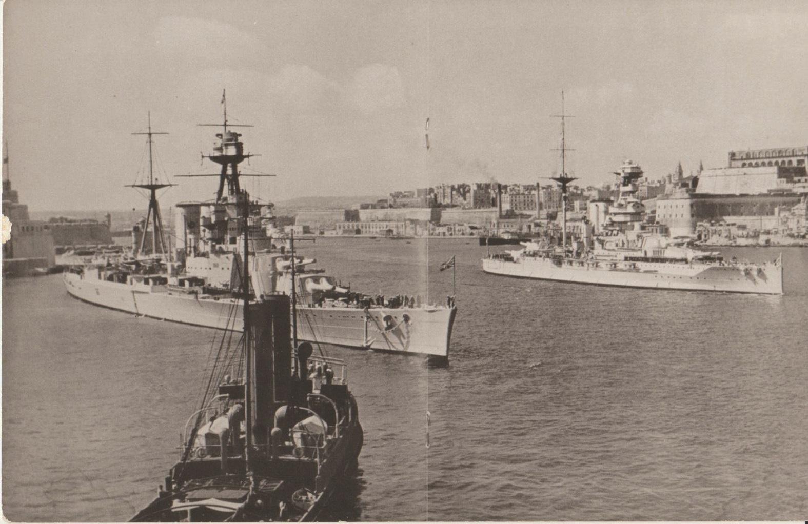 HMS Hood, left, and HMS Barham, leaving Grand Harbour. Photo: NWM Archives) HMS Hood, left, and HMS Barham, leaving Grand Harbour. Photo: NWM Archives)