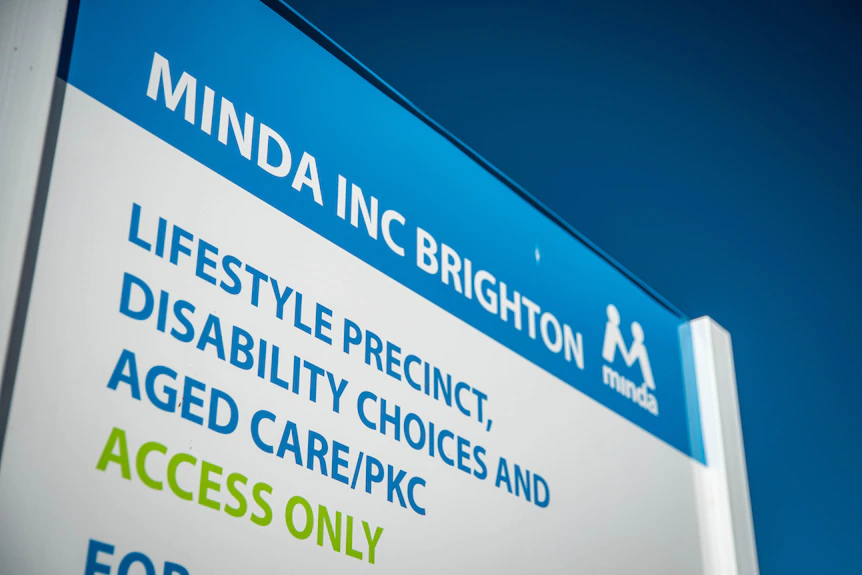 A sign at the Minda disability care facility at North Brighton.
