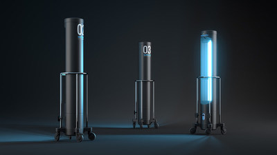 Surfacide's Proprietary Triple Emitter Helios System of UV Light "Robots"