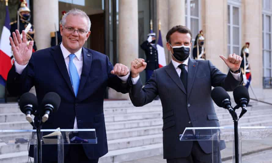 Scott Morrison and French president Emmanuel Macron