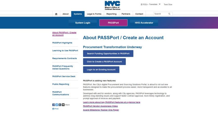 New York City's PASSPort procurement portal