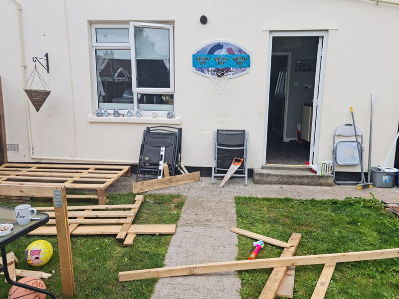 The mum-of-three was desperate to cover up the 'dangerous' step at the back of her house