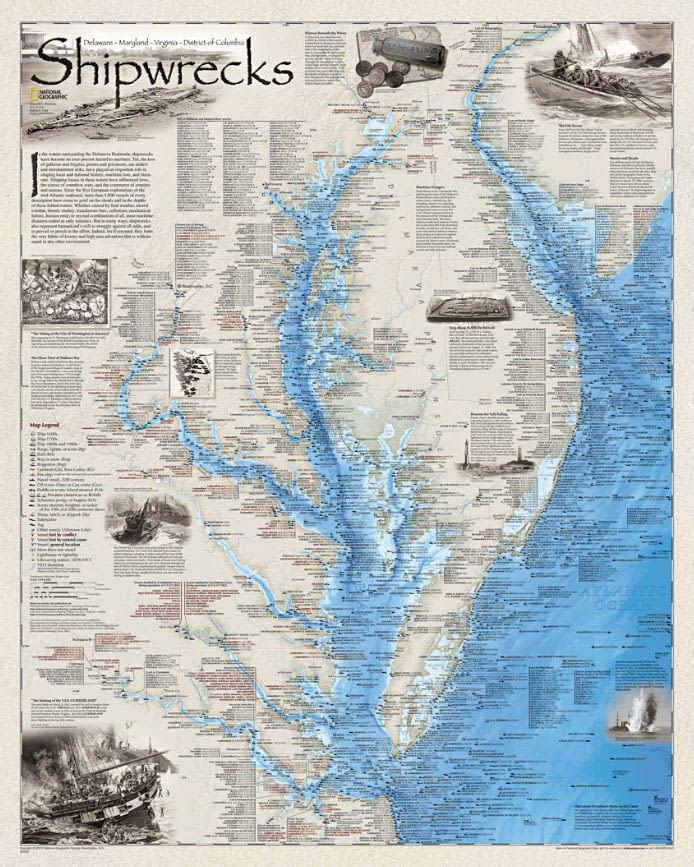Shipwrecks around the Delmarva Peninsula. (Image: yachtingmagazine.com)