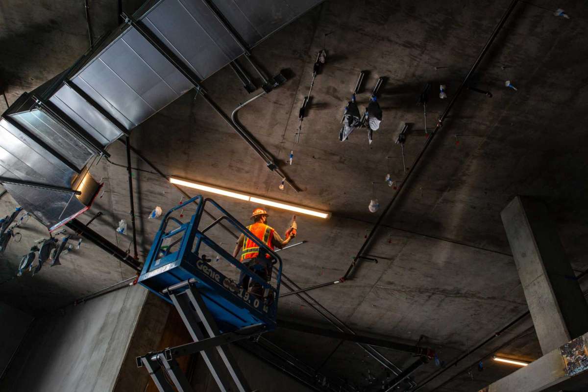 Interior space of a new building at 1 De Haro in San Francisco, which is California's first multi-story cross-laminated timber building. Wednesday, January 12, 2022.