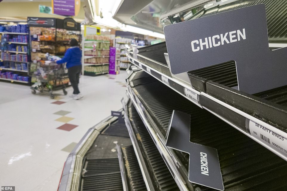 ALEXANDRIA, VIRGINIA: Shoppers confronted empty shelves at a grocery store in Virginia amid the Omicron surge