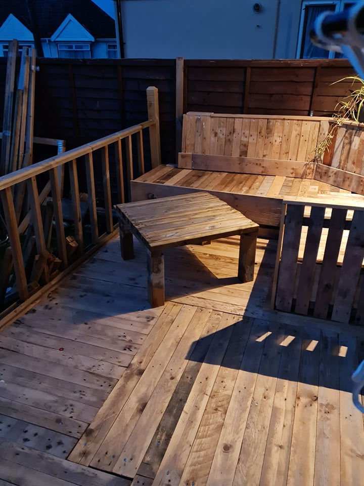 Kerrianne Gibbs created her dream decking for just £10 using Facebook Marketplace freebies