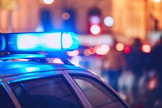 Blue light on emergency vehicle