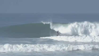 A surfer off Ocean Beach in San Francisco on January 24, 2022. (CBS)