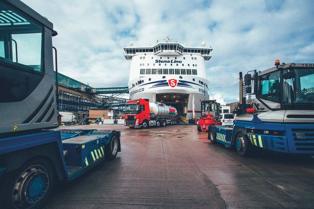 A Stena Line vessel being discharged.
