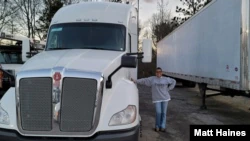 Georgia-based driver Vanita Johnson has been on the road as a trucker for nearly a year. (Matt Haines/VOA)