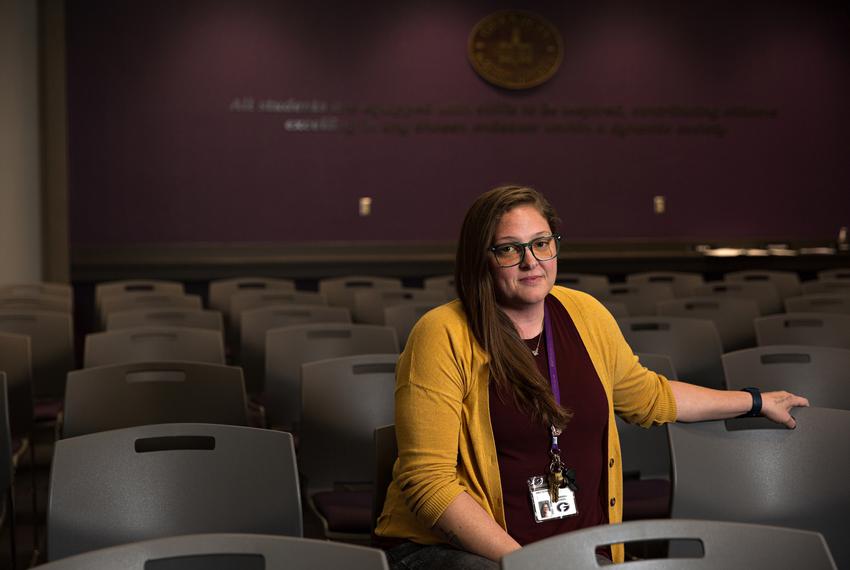 Emily Schigu, a 5th grade reading teacher at Mambrino STEAM Academy in Granbury ISD, poses for a portrait on Nov. 15, 2021. …