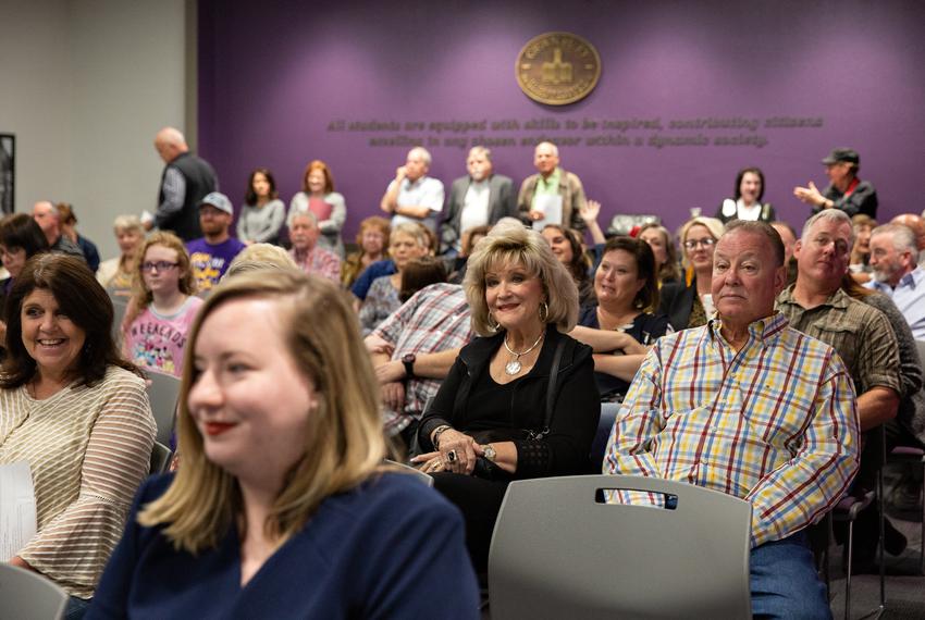 Members of the community attend the GISD board meeting to view the swearing in of two new board members, Melanie Graft and C…
