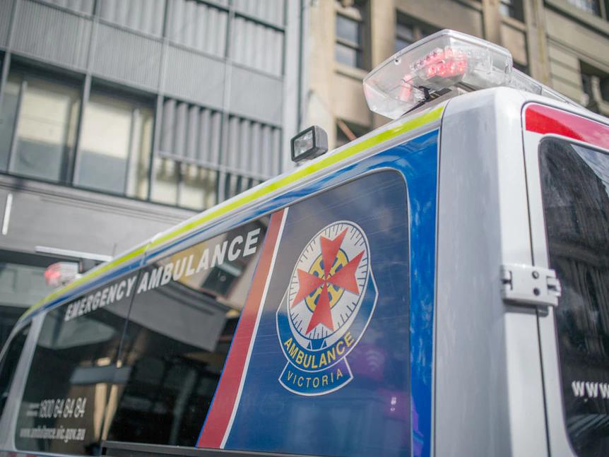 An ambulance in Melbourne's CBD.